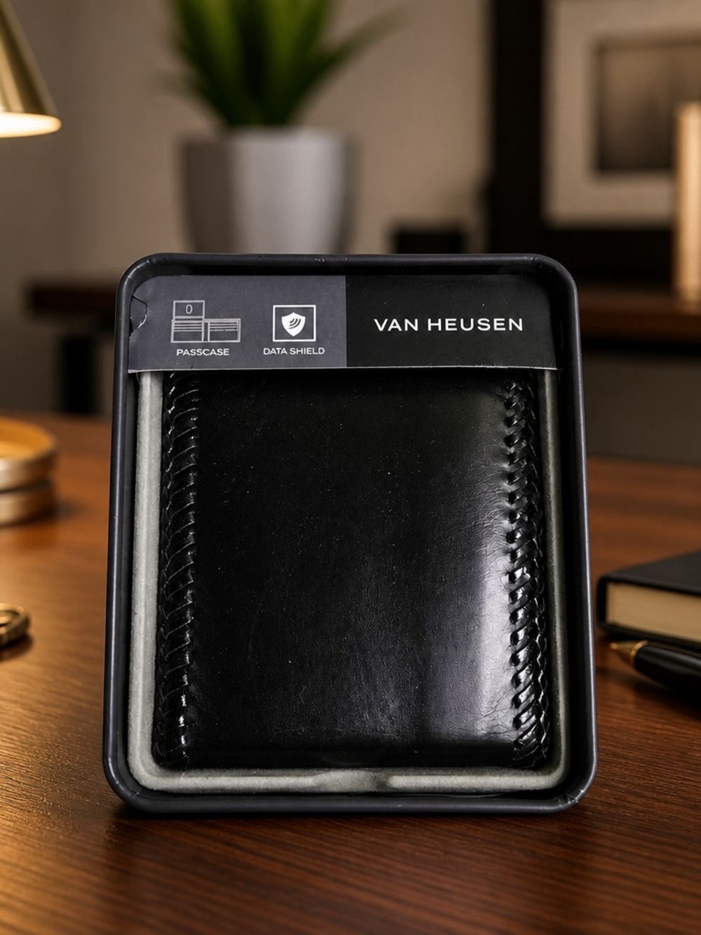 Van Heusen Men's Black Leather Bifold Wallet